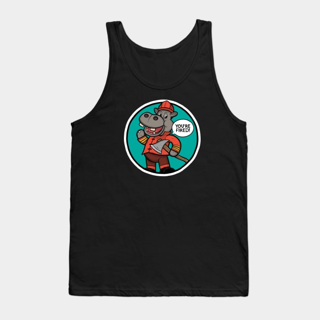 Hippopotamus Firefighter Tank Top by Baddest Shirt Co.